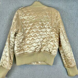 South Pole Y2K Woman's Gold Jacket XL Varsity Bomber Jacket Vintage Street Wear